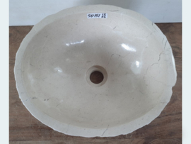 Wit / beige waskom riviersteen SD151 (36x30cm)