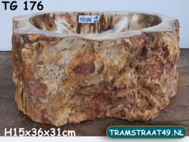 Opzet wastafel van versteend hout TG176 (36x31cm)