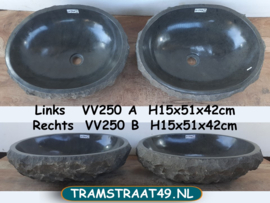 Set waskom uit rots riviersteen VV250