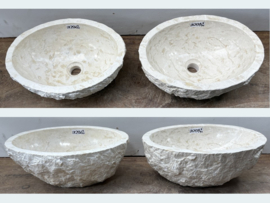Set waskom marmer  wit/beige UK253 (40x31cm)