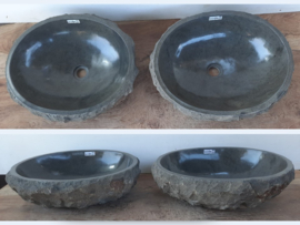 Set waskom uit rots riviersteen VV269 (51x43cm)