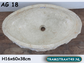 Badkamer waskom ovaal wit/beige AG18 (60x38cm)