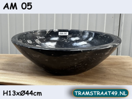Zwarte waskom ammoniet fossiel AM05 (H13xØ44cm)