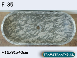 Marmeren wastafel trog grijs / wit F35 (91x40cm)