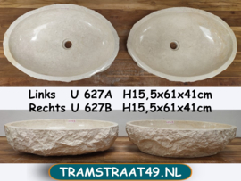 Beige / wit natuursteen waskom set U627