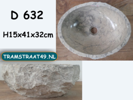 Grijs / wit waskom marmer D632 (41x32cm)