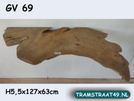 Wastafel opzet plank van teak wortel GV69