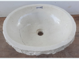 Beige / wit riviersteen lavabo VV438 (41x36cm)