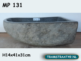 Hoekige wastafel riviersteen MP131