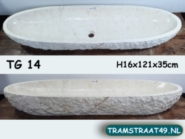 Lange ovale waskom marmer TG14 (121x35cm)