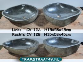 Badkamer waskom van riviersteen set CV12 (58x45cm)