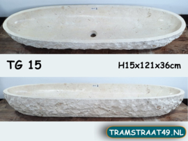 Ovale waskom trog riviersteen wit / beige TG15 (121x36 cm)