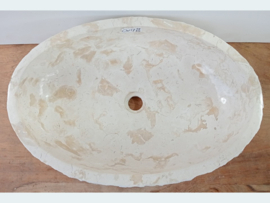 Brede lavabo riviersteen beige/wit CW17 (60x41cm)