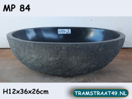Rots riviersteen waskom ovaal klein MP84 (36x26cm)