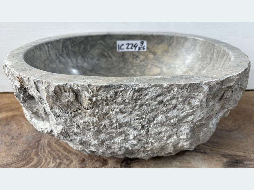 Waskom toilet grijs / wit riviersteen IC224 (32x21cm)