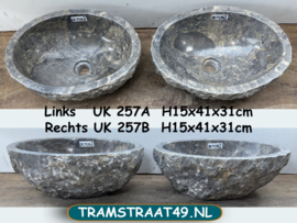 Set waskommen marmer grijs/wit/beige UK257