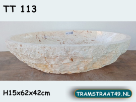 Badkamer waskom riviersteen wit/beige TT113 (62x42cm)