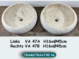 Set ronde pompbak riviersteen beige/wit VA47 (Ø45cm)