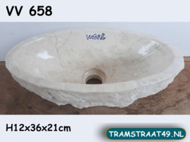 Ovale fontein toilet riviersteen wit / beige VV658 (36x21cm)