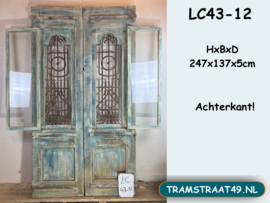 Hoge vintage dubbele deur met glas LC43-12