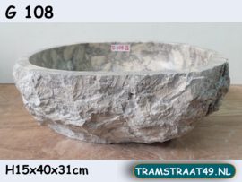 Grijs / wit waskom marmer (40x31cm)
