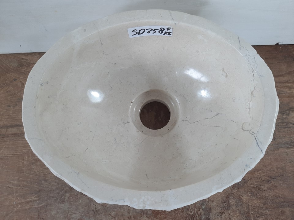 Riviersteen lavabo wc wit / beige SD258 (26x21cm)