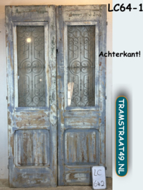 Antieke hoge voordeur met glas & ijzer LC64-1