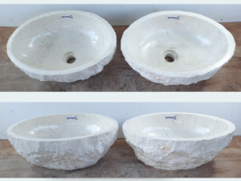 Twee waskommen uit dezelfde steen wit / beige VV450 (42x31cm)