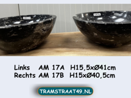 Dubbele ronde waskom ammoniet zwart AM17