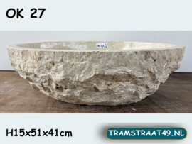Badkamer lavabo riviersteen beige/wit OK27