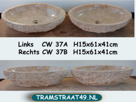 Set brede waskom riviersteen meerkleurig CW37 (61x41cm)