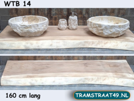 Wastafelblad suar natural 160 cm lang I diverse afmetingen
