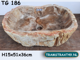 Badkamer waskom versteend hout TG186 (51x36cm)