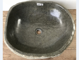 Brede lavabo riviersteen L412 (50x40cm)