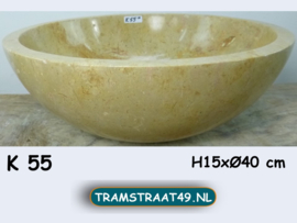 Ronde wastafel beige marmer K55 ((Ø40cm)