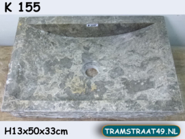 Natuursteen waskom grijs/wit/beige K155 (50x33cm)