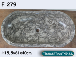 Lange wasbak natuursteen grijs / wit F279 (81x40cm)