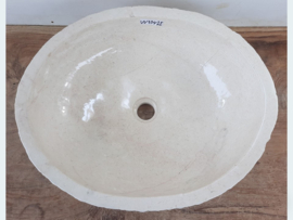 Badkamer wasbak riviersteen beige / wit breed VV334 (51x41cm)