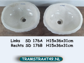 Kleine set waskom wit / beige SD176 (36x31cm)