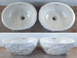 Set waskom riviersteen wit/beige VV465 (36x30cm)