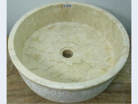 Beige / wit marmer waskom rond K176 (H15xØ40cm)