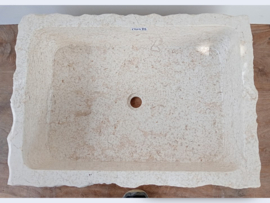 Rechthoekige opzet waskom marmer wit/beige TT03