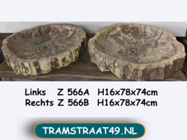 Versteend hout waskom grote set Z566 (78x74cm)