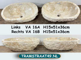 Twee waskommen uit dezelfde steen beige/wit VA16 (51x36cm)