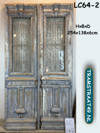 Hoge antieke voordeur met glas ramen en ijzer LC64-2