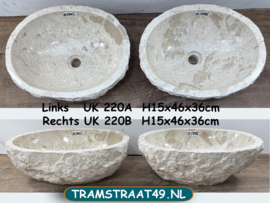 Twee wasbakken uit dezelfde steen beige/wit UK220