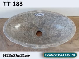 Grijs/wit/beige fontein toilet riviersteen ovaal TT188 (36x21cm)