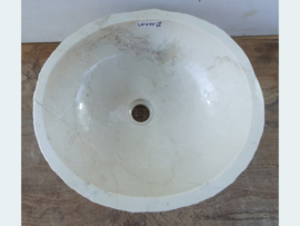 Wit / beige lavabo riviersteen VV435 (40x36cm)