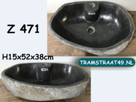 Riviersteen waskom met kraangat Z471 (52x38cm)