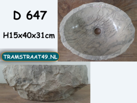 Waskom grijs / wit van natuursteen D647 (40x31cm)
